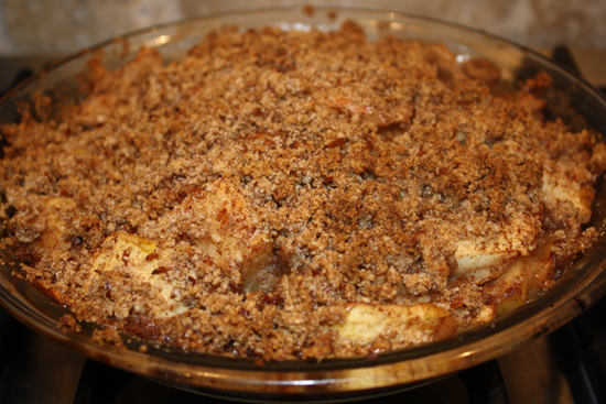 Gluten-free apple crisp with almond flour.