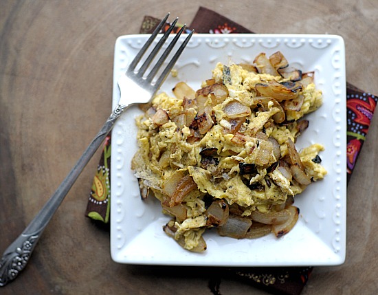 crispy onions and eggs photo