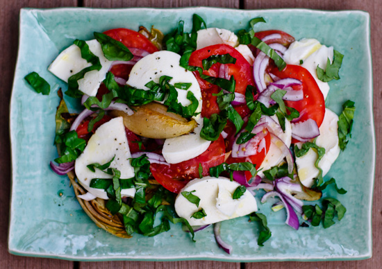 grilled endive caprese salad