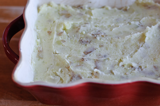 shepherd's pie in pan before baking | www.healthygreenkitchen.com shepherd's pie before baking