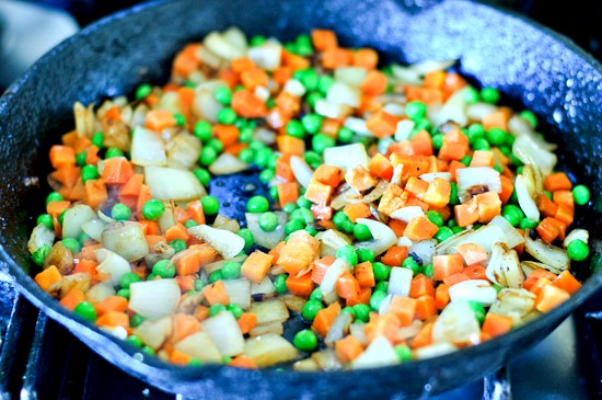 peas and carrots | www.healthygreenkitchen.com peas and carrots for shepherd's pie recipe | healthy green kitchen