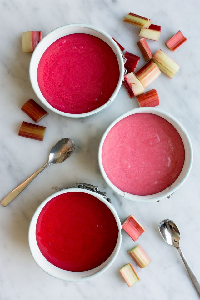 How cute are these ombre rhubarb mini cakes?! Sandwiched together with fresh rhubarb compote and creamy buttercream, you're going to love them!