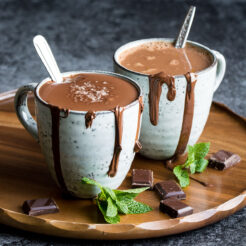 Vegan Hot Chocolate Three Ways. Peppermint, Orange and Thick Italian Style with Sea Salt