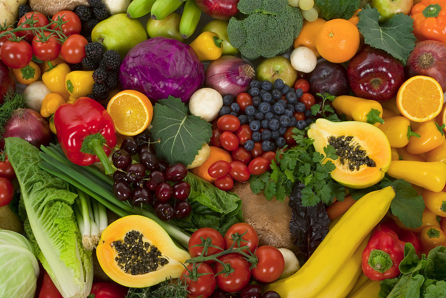Colorful veggies and fruits.