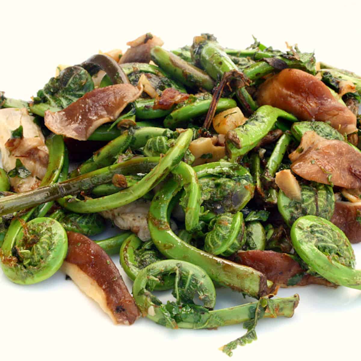 Fiddleheads with Shiitake Mushrooms and Garlic.